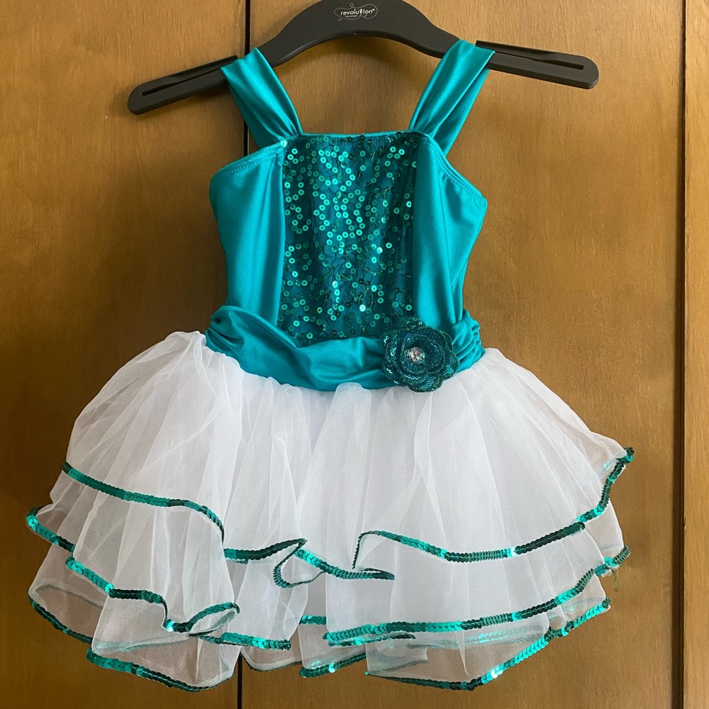 Revolution teal and white tutu costume CSM, 2 available